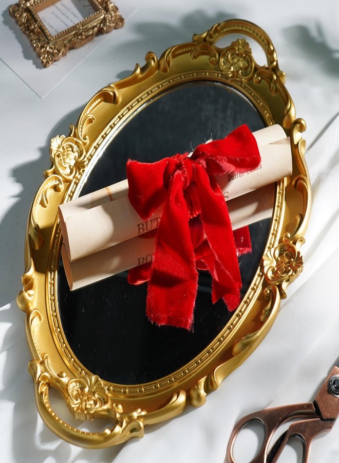 DINDOSAL Red Velvet Ribbon for Christmas Decorations 1.5 Inch Raw Edge Rustic Frayed Silk Velvet Ribbon for Gift Wrapping Boho Wedding Vow Books -3yards - Image 4